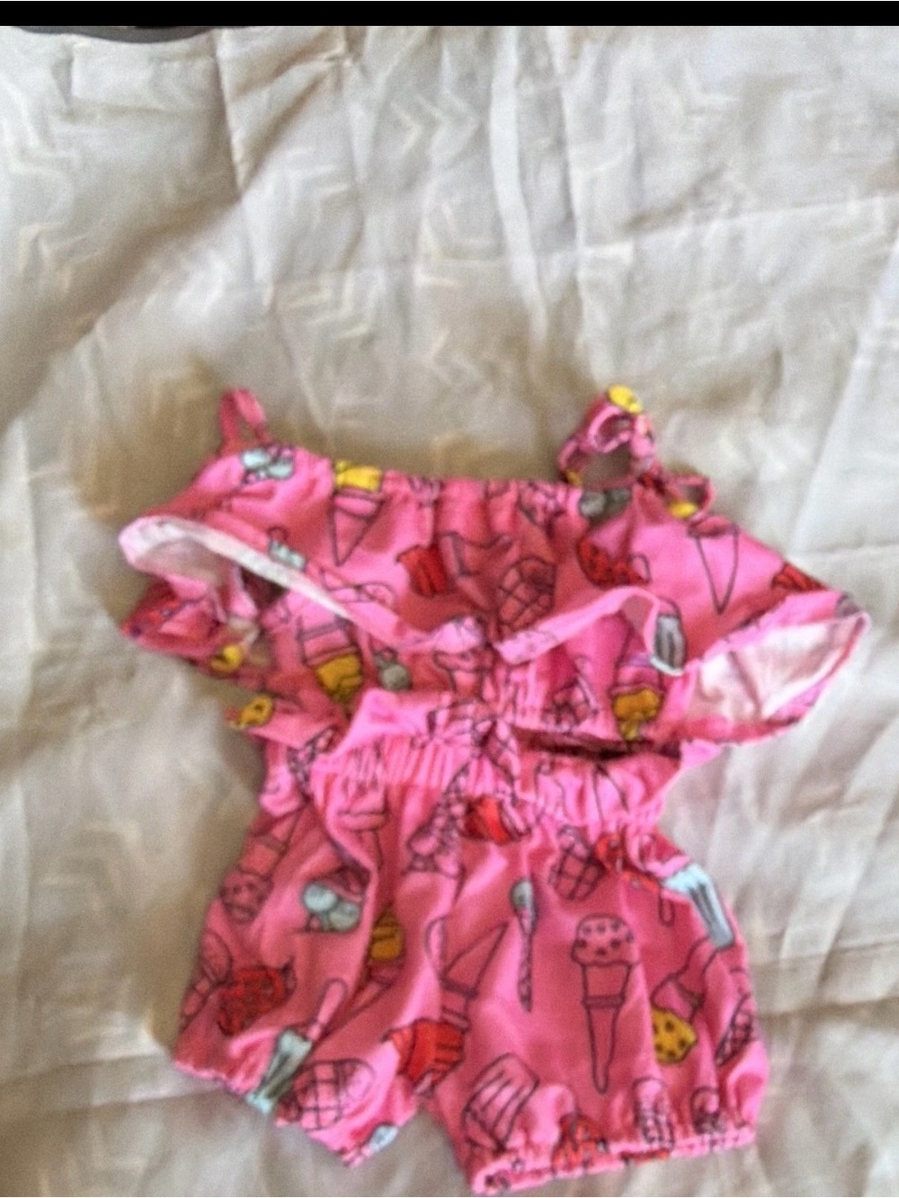 Pink Ice Cream Print Toddler Romper